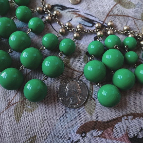 Stella and Dot Kelly Green Acrylic Round Bead Bauble Lucite Cha Cha Necklace - Picture 3 of 6